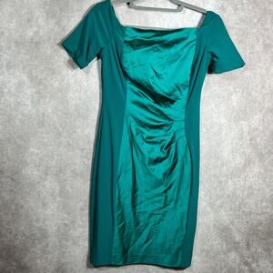 Lauren Ralph‎ Lauren Dress Womens Size 6 Green Sheath Knee Length Off Shoulder